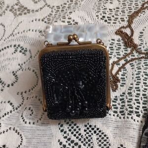 Elegant Black Beaded Crossbody Bag